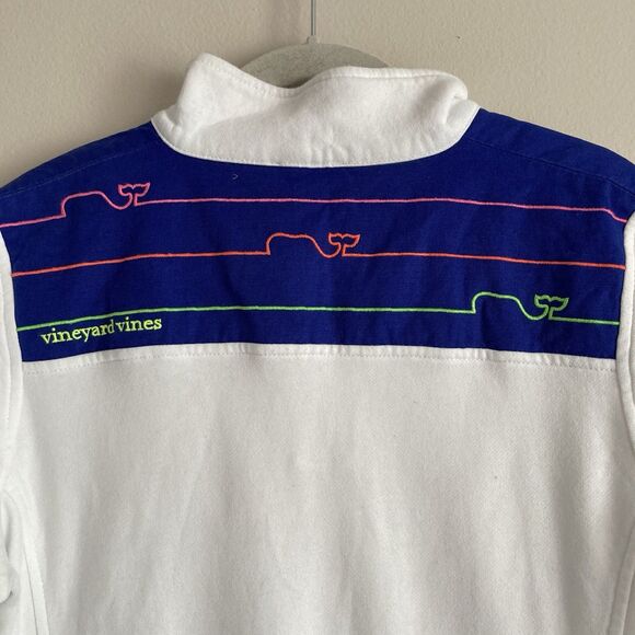 Vineyard Vines Womens Pullover 1/4 Zip Fleece Jacket Back Detail Sz Small White - Picture 9 of 12